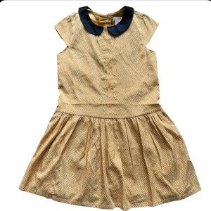 Joe Fresh Girls’ Tan/White Polka Dot Dress Peter Pan Collar Size 6/7
